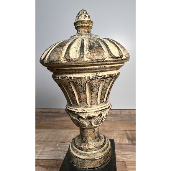 Vintage-Inspired Ornamental Distressed Cream & Bronze Decorative Piece - Picture 4 of 4